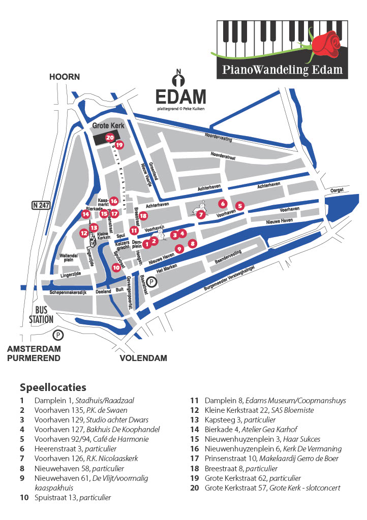 Plattegrond Edam route PianoWandeling 2025
